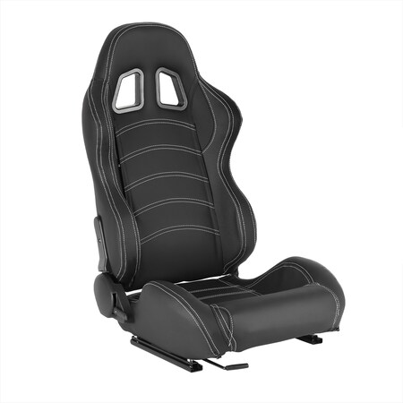 Spec-D Tuning Racing Seat - Black Pvc With White Stitching  - Right Side RS-2251R
